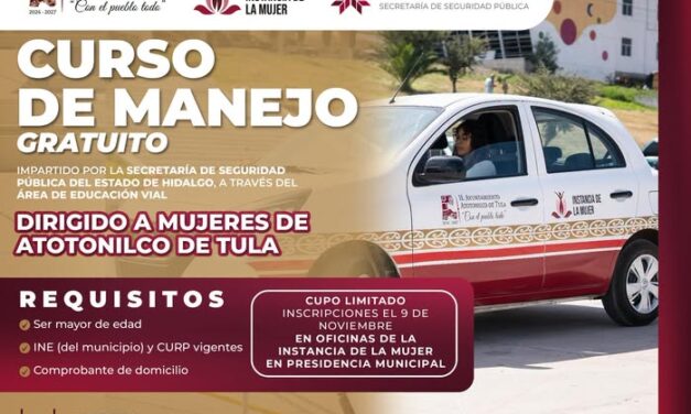Atotonilco de Tula ofrecerá curso de manejo exclusivo para mujeres