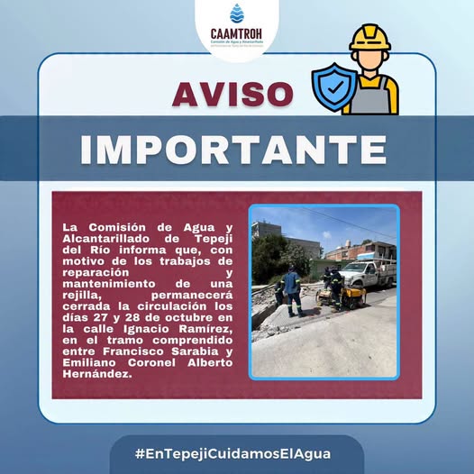 Cierran tramo de la calle Ignacio Ramírez en Tepeji del Río por trabajos de mantenimiento